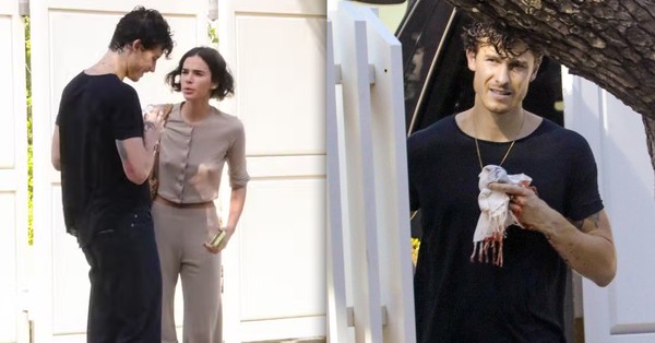 Shawn Mendes machuca a mão e Bruna Marquezine socorre