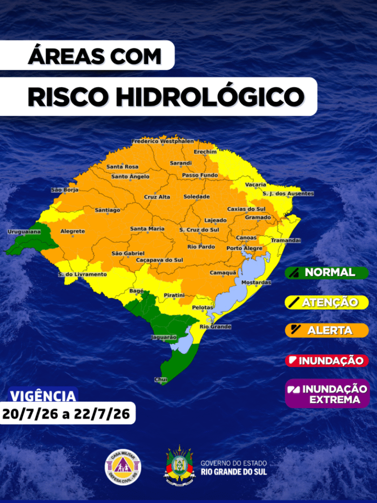 Alerta de cheias no RS: chuvas acendem sinal vermelho